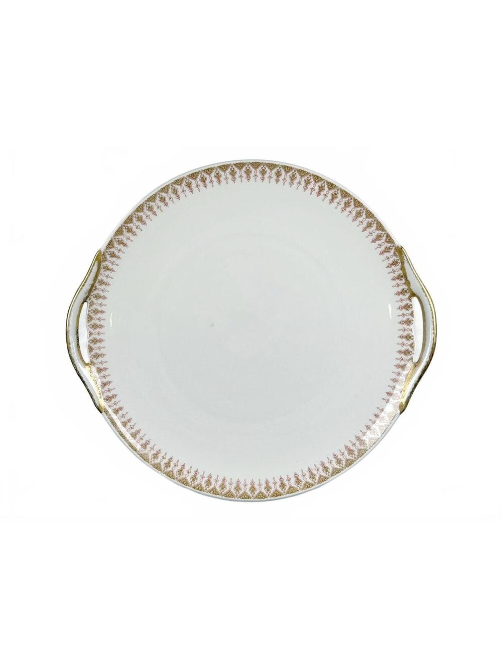 Antique Bernardaud Limoges B&Co France Porcelain Serving Plate 11 in Gold 1900s